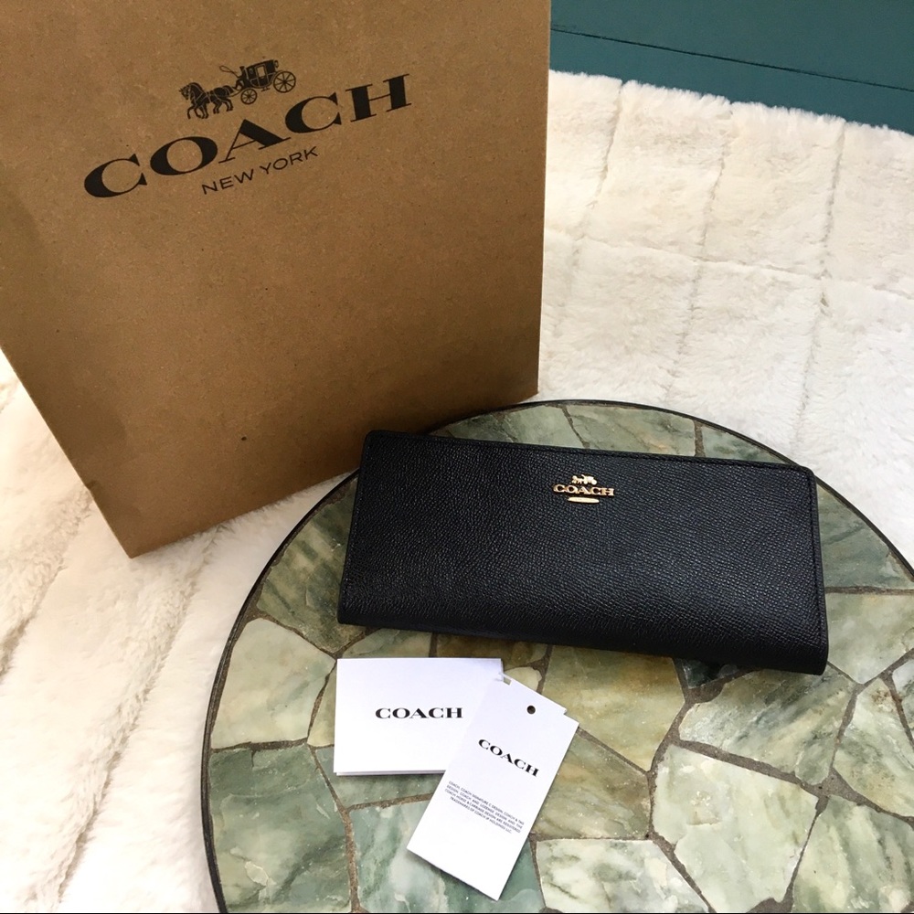 ❌SOLD❌ ✨HP✨ NWT Coach Slim Black Crossgrain Wallet